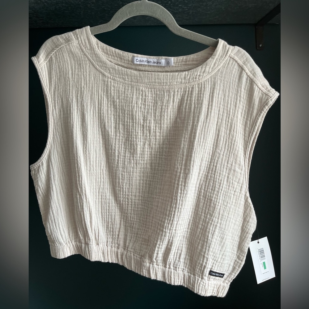 Calvin Klein - Sleeveless Beige Crop - Size L